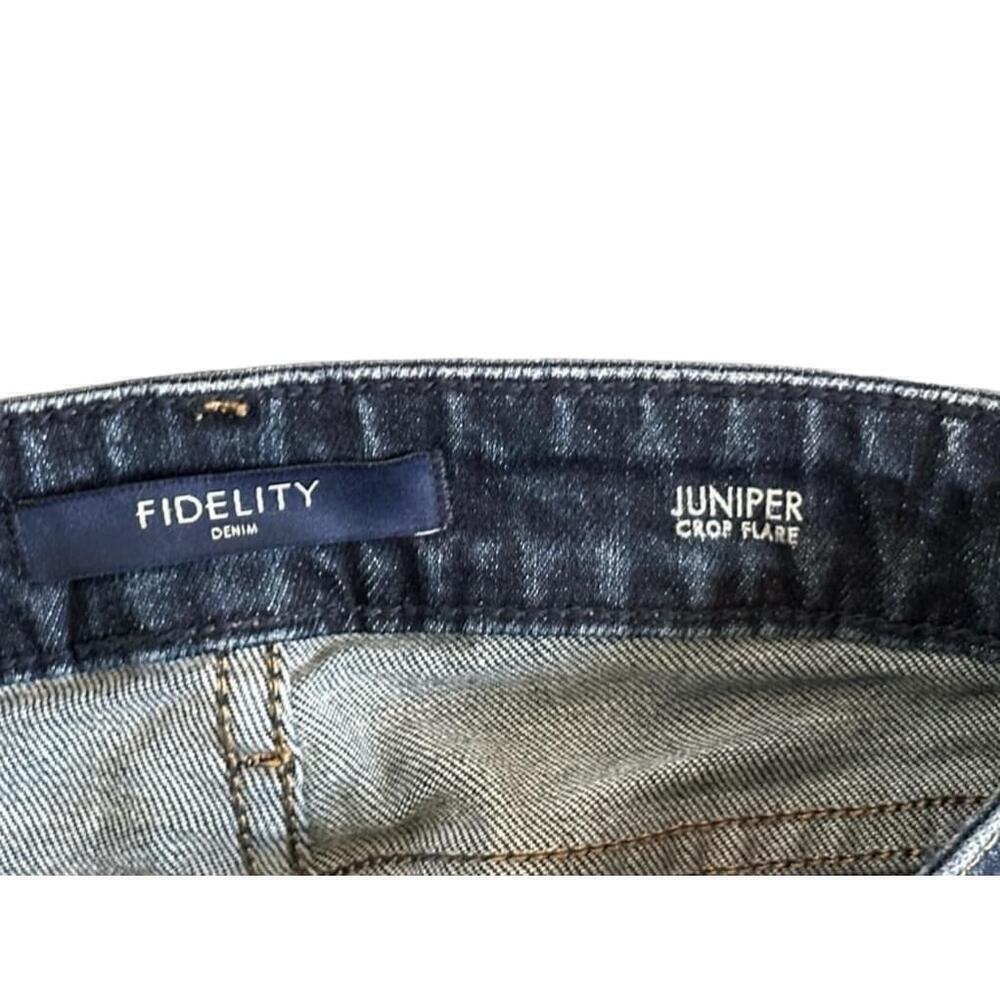 Fidelity Denim Women’s Juniper Cropped Flare Raw Hem Seahorse Dark Wash Sz 24‌‌‌ - Picture 8 of 14